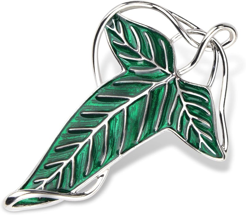 EKZ Elegance Elven Green Tree Leaf Enamel Pin,Cloak Clasp Brooches Elven Keepsake Pin for Luck and Mystery – Perfect for Christmas Festive Attire and Cosplay Jewelry - Image 1